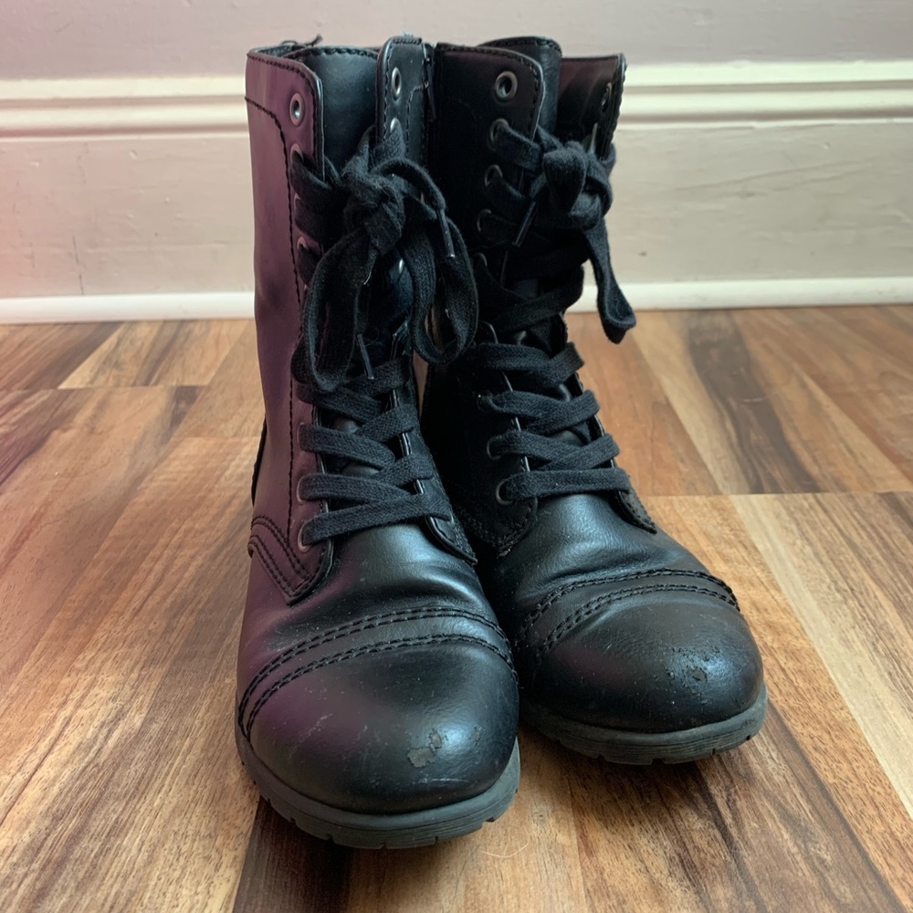 Black combat boots